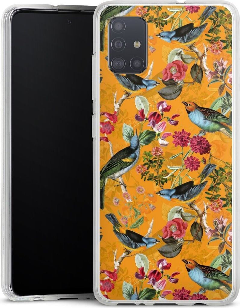 DeinDesign Handyhülle für Samsung Galaxy A51 Silikon Hülle Case Smartphone Schutzhülle Blumen Dschungel Vogel
