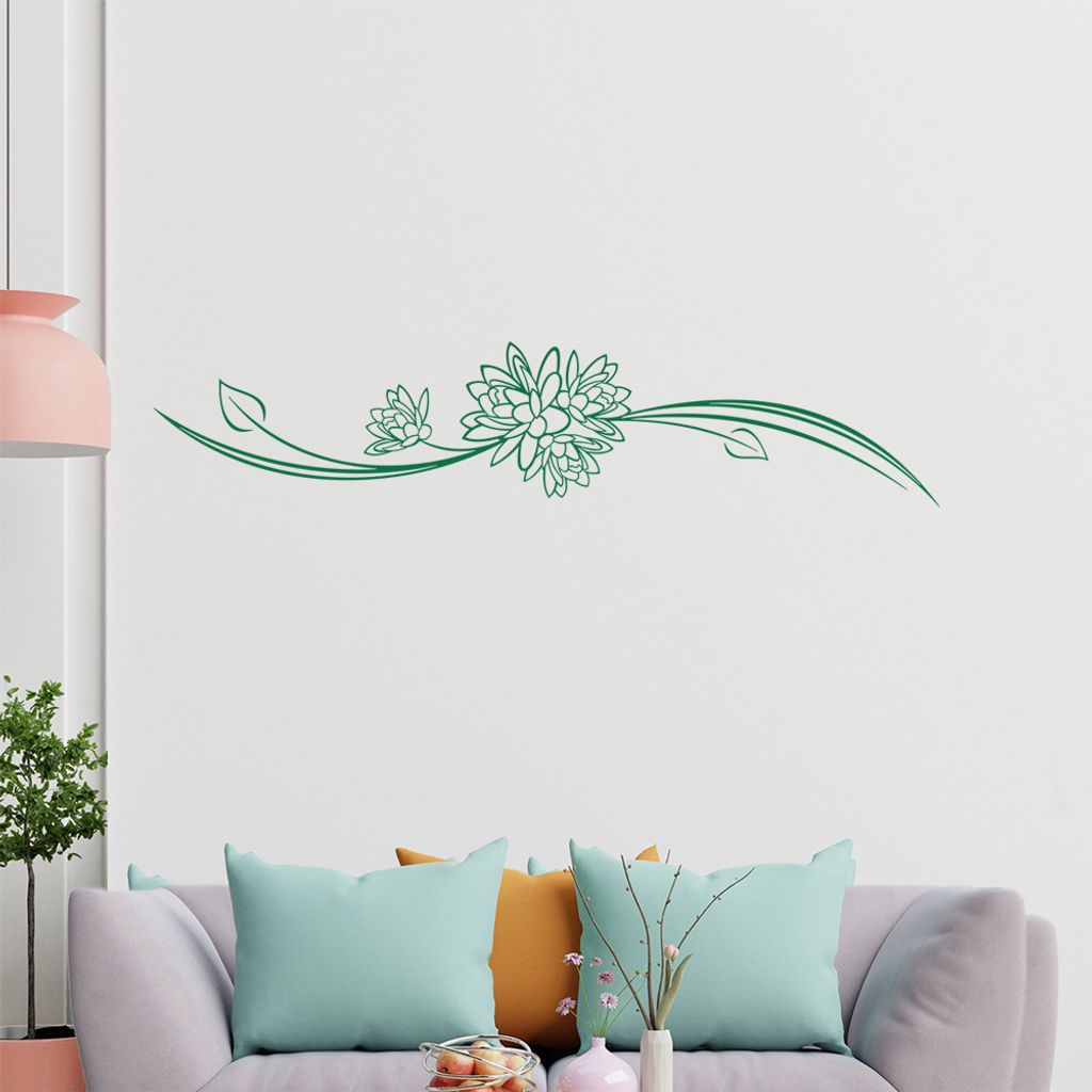 Blume - Linien Wandtattoo in 6 Größen - Wandaufkleber Wall Sticker - Dekoration, Küche, Wohnzimmer, Schlafzimmer, Badezimmer