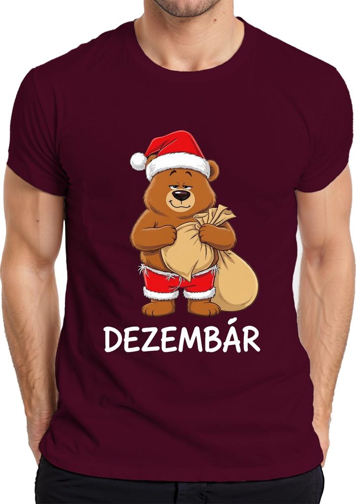 DEZEMBÄR Weihnachtsbär Cartoonbär Weihnachten Geschenk Wichteln Herren T-Shirt, Burgundy, S