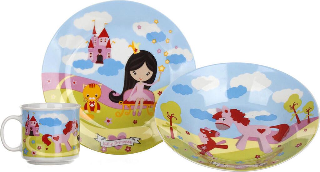 Kindergeschirr-Set, Keramik, 2 Teller und eine Tasse Kleine Prinzessin