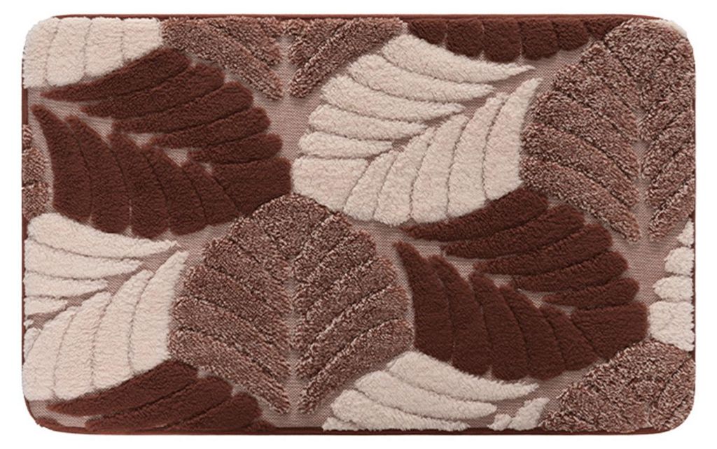 Badematte mit Blattmuster, saugfähiger Badteppich mit rutschfester Unterseite, dicke, flauschige Fußmatte, weicher Teppich für Badewanne, Boden,...