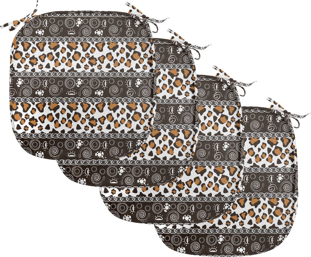 ABAKUHAUS afrikanisch Polster für Esszimmerstühle, Cheetah-Haut-Kreise, Dekoratives wasserfestes Kissen mit Riemen für Küchensitze, 40 cm x 40 ...