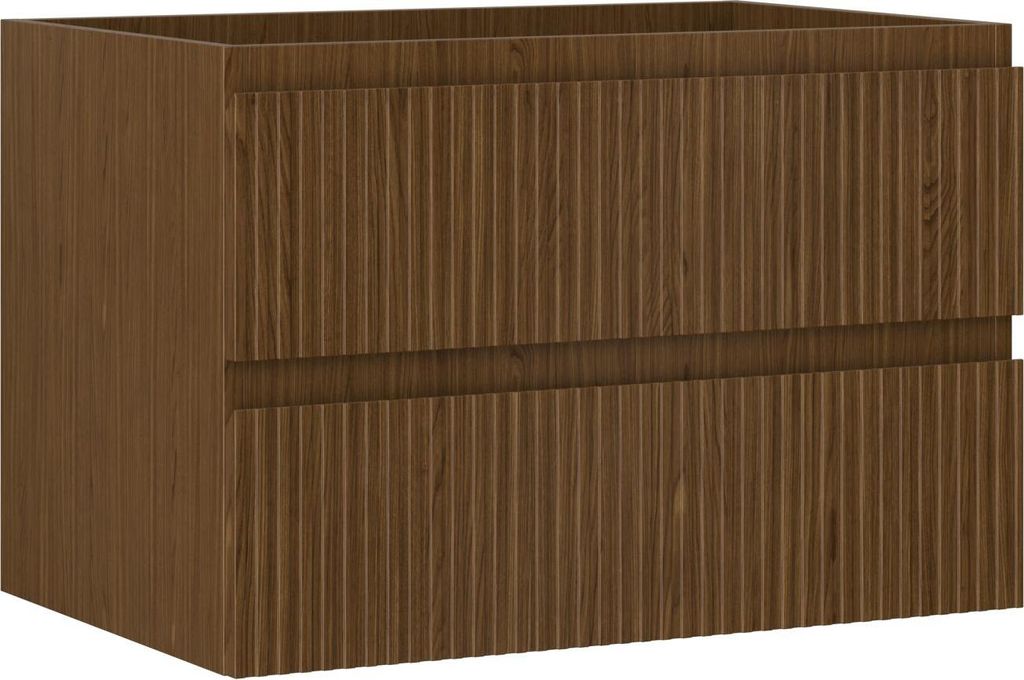 Mexen Rivel Badezimmer-Waschtischunterschrank 70 cm, 2 Schubladen, geriffelt, Nussbaum - 91A20-07047-2-BFF86