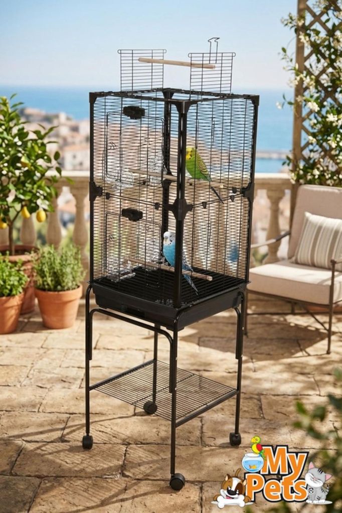 Vogelvoliere RUBY Schwarz Vogelkäfig Metall Voliere Vogelhaus Käfig Vogel Papagei