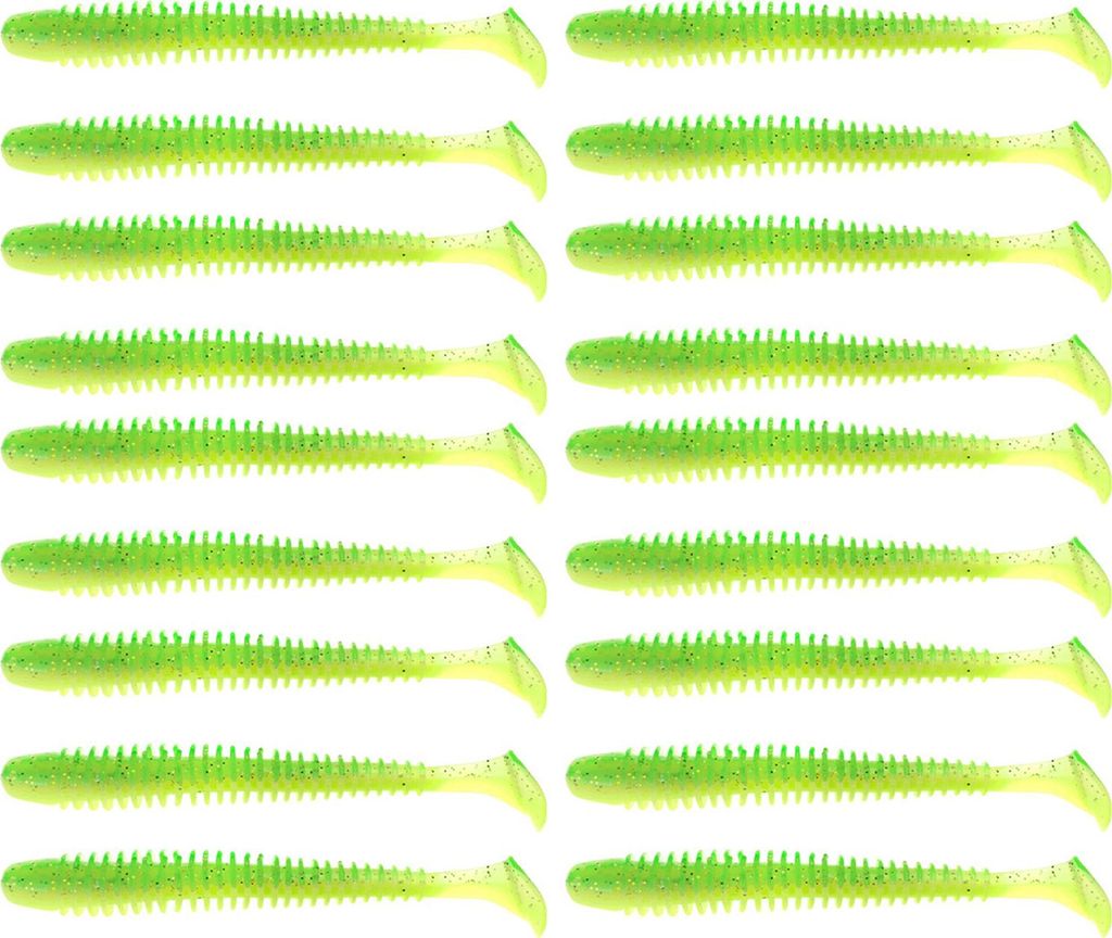 20 Stück Angelköder, weiche Köder mit T-Schwanz, leuchtende Farbe, Mini-Größe, tragbar, flexibel, Kunstköder