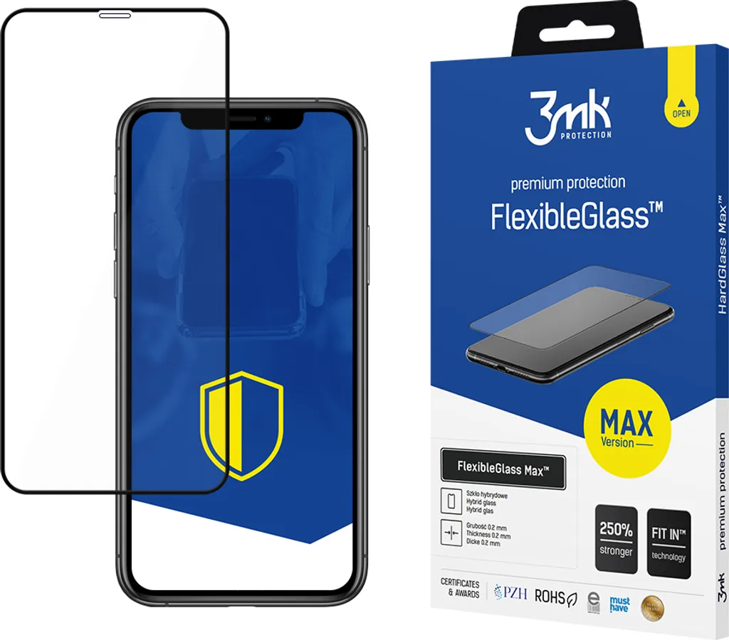 Protezione Totale iPhone XR: 3mk FlexibleGlass Max Nero 7H Infrangibile