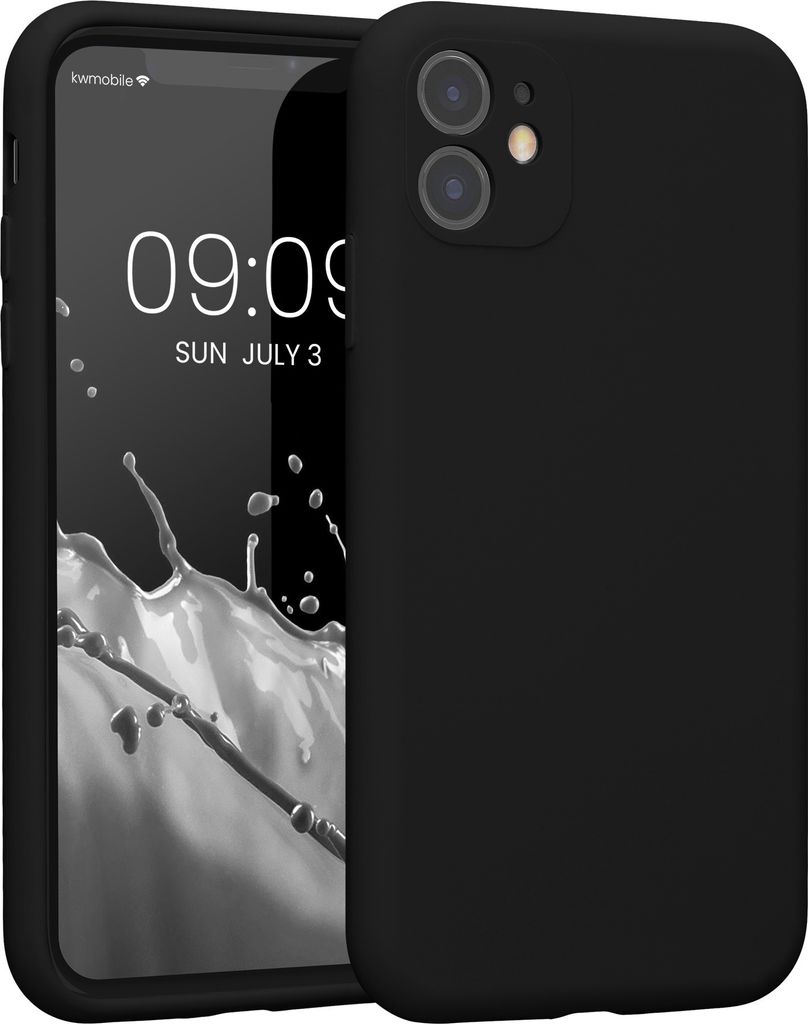 kwmobile Handyhülle kompatibel mit Apple iPhone 11 Hülle - gummierte Handy Case aus Silikon in Schwarz