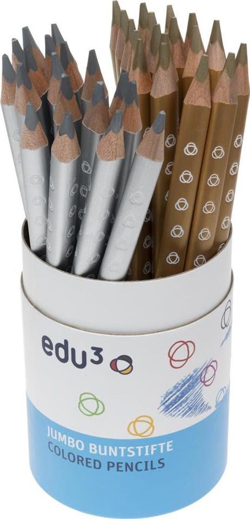 edu3 Jumbo Farbstifte Dreikant 36 Buntstifte gold/silber Produktbild 
