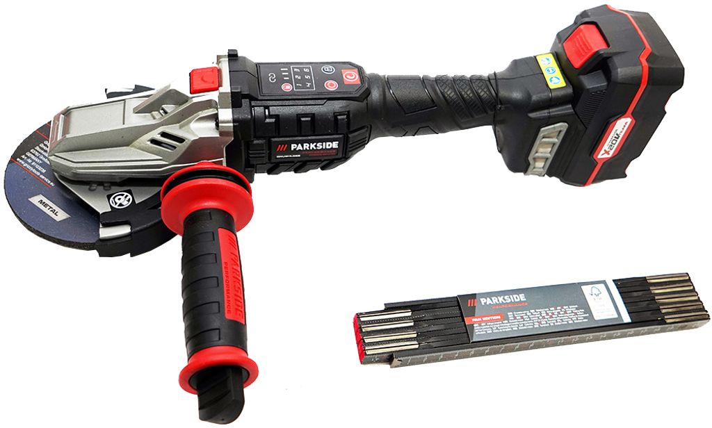 PARKSIDE PERFORMANCE 20V Akku Flachkopf Winkelschleifer PPWSFA 20 inkl. 4Ah Akku + HEADNMORE Schlüsselanhänger im HEADNMORE Bundle