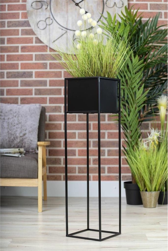 Blumesäule Pflanzenständer Metall Modern XXL Blumenbeet 130cm Weiß