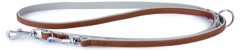 Das Lederband Hunde Führleine Amsterdam Brandy/Grey, Maße: 200 cm / 18 mm