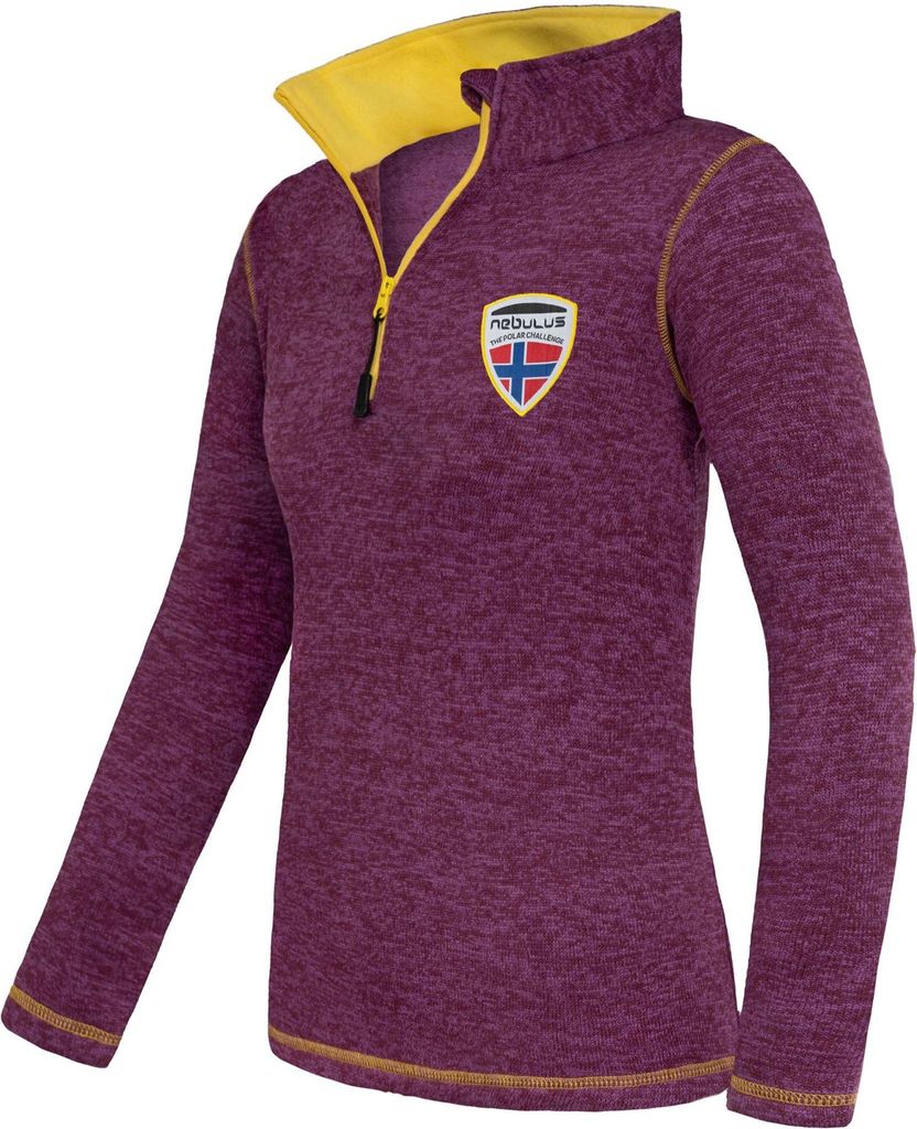 Nebulus Fleecepullover KYLE Damen, warmer Fleecepullover, Pulli aus Fleece mit Half Zip Reißverschluss, P5227 - Damen, lila-gelb, XXL/44