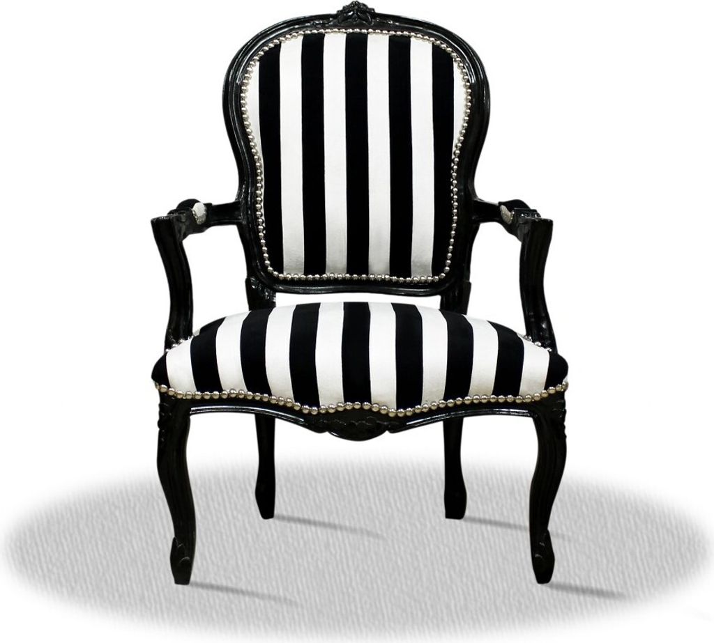 Barockstuhl Barock Stuhl Salon Salonstuhl Armlehne Schwarz Produktbild 