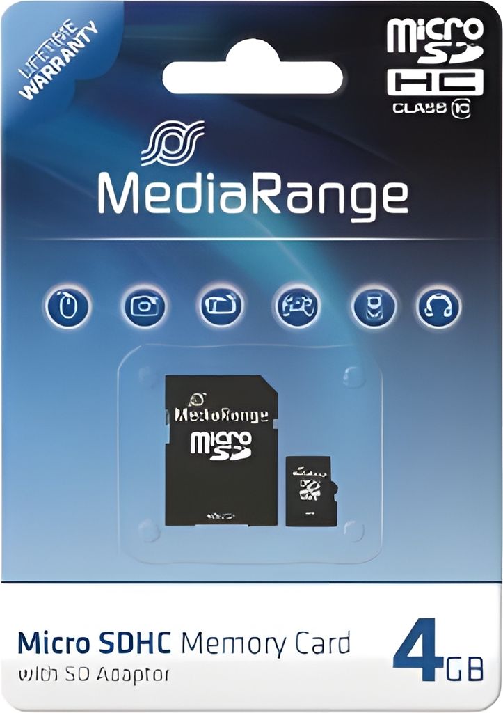 MediaRange SD MicroSD Card  4GB SD CL.10 inkl. Adapter Obrázok produktu 