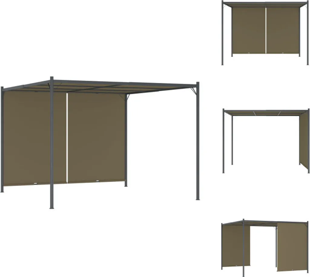Pergola de Terrasse 3x3 m en Toile 180 g/m² Taupe Haute Résistance