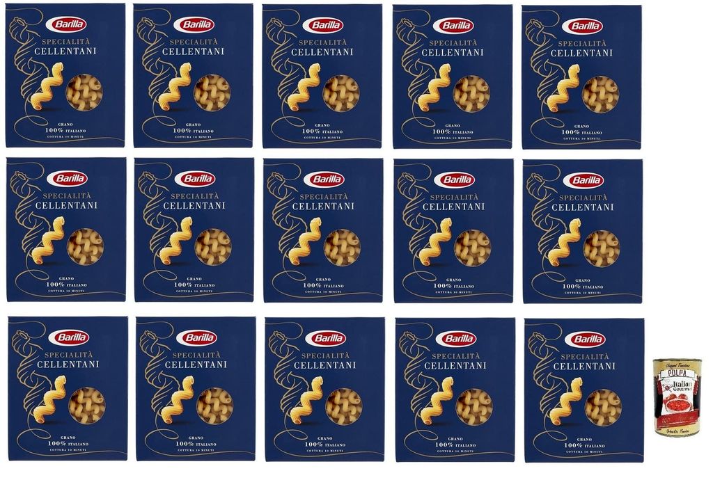 15x Barilla Specialità Cellentani Pasta di Semola di Grano Duro Nudeln aus Hartweizengrieß 500g Packung + Italian Gourmet Polpa di Pomodoro 400g ...