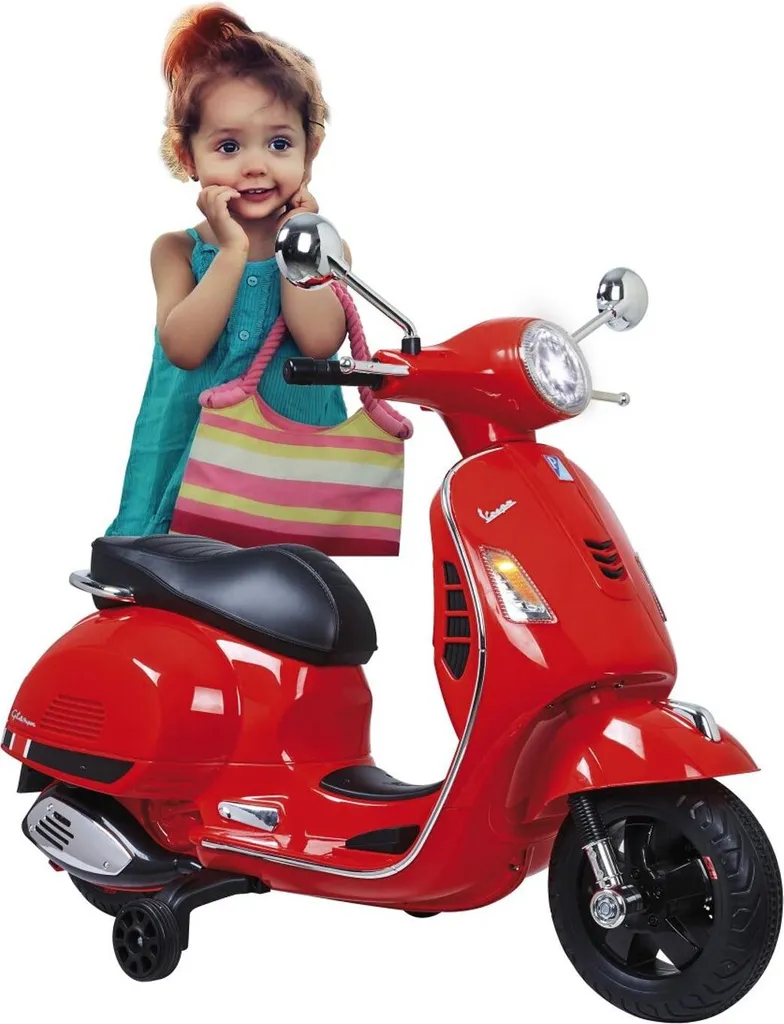 Scooter enfant Vespa rouge 12V Jamara stable et sécurisé pour débutants