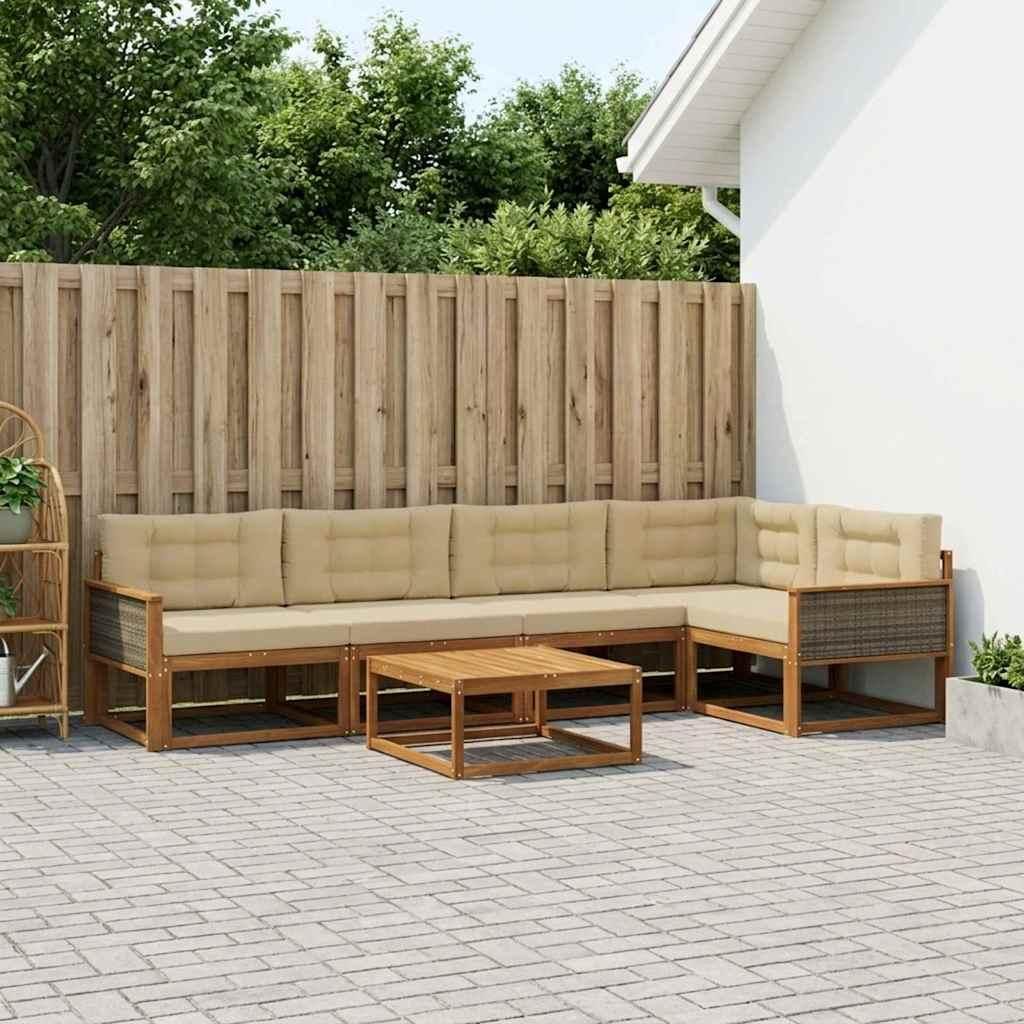 Möbel Outdoor-Sofagarnitur mit Kissen 6 pcs Natur und BeigeGartensofas - Gartensofas c882