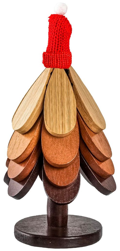 Weihnachtsbaum-Untersetzer-Set, hitzebeständige Holzuntersetzer mit Ständer, festlicher Tischschutz für heiße Speisen und Weihnachtsdekoration