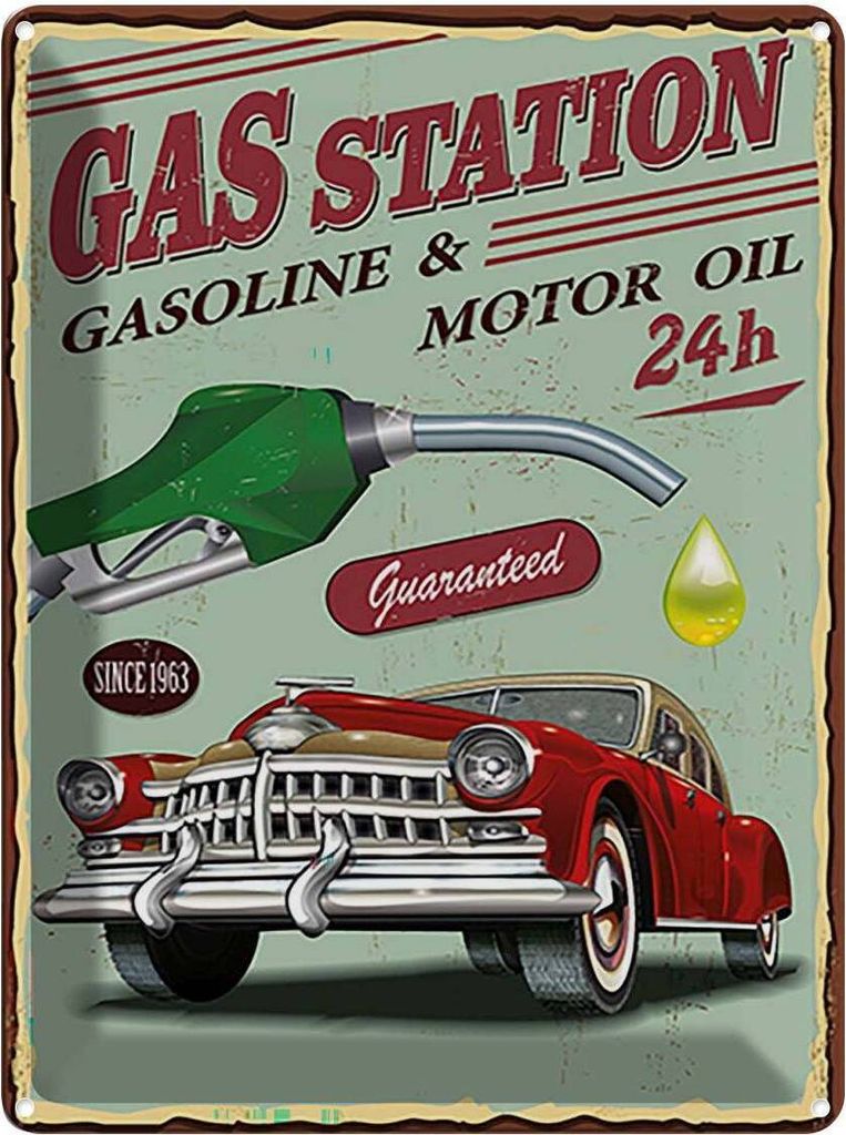 vianmo Blechschild 40x30 cm Gas Station gasoline motor oil 24 Warnschild Hinweisschild Sicherheit Vorsicht