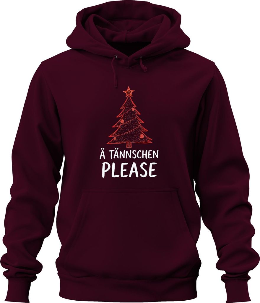 Ä TÄNNSCHEN PLEASE Weihnachtsbaum Tanne Weihnachten Sachsen Dialekt Uni Hoodie Kapuzenpullover, Burgundy, M