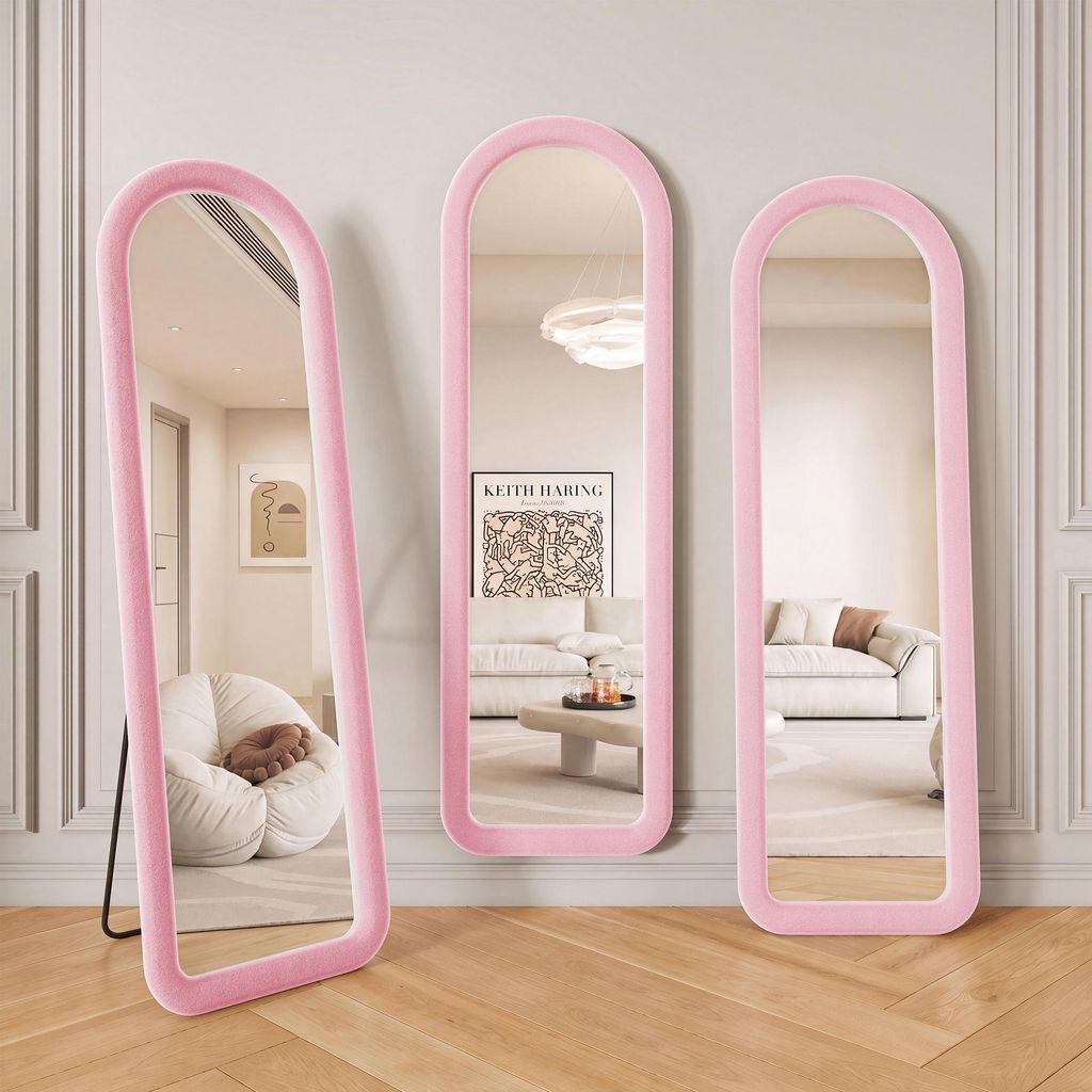 Moonbite Volledige spiegel, boogvormig, 160x50 cm, roze. Productafbeelding 