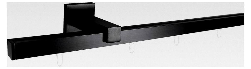 Gardinenstange Square Vorhangstange Komplettgarnitur Innenlaufgarnitur inklusive Träger und Endkappen mit 6mm Laufkanal Schwarz 240cm