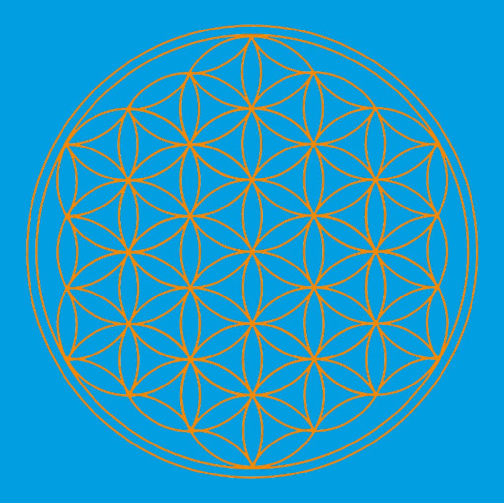 Leinwanddruck "Blume des Lebens" Kehl-Chakra türkis 20x20cm