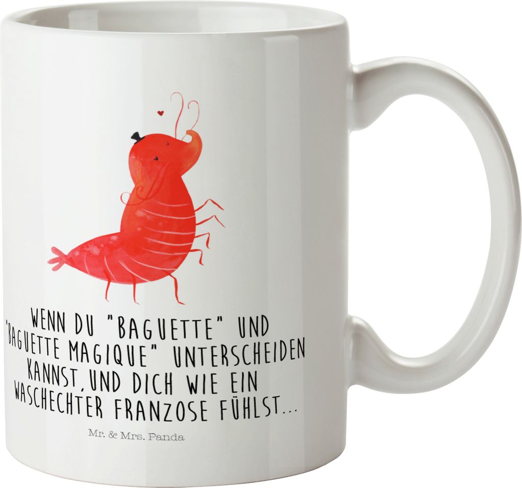 Mr. & Mrs. Panda Haferl Garnele Franzose - Weiß - Geschenk, Krabbe, Kinderbecher, Plastikbecher, Trinklernbecher, Meer, Kindertasse, Mehrwegbecher...