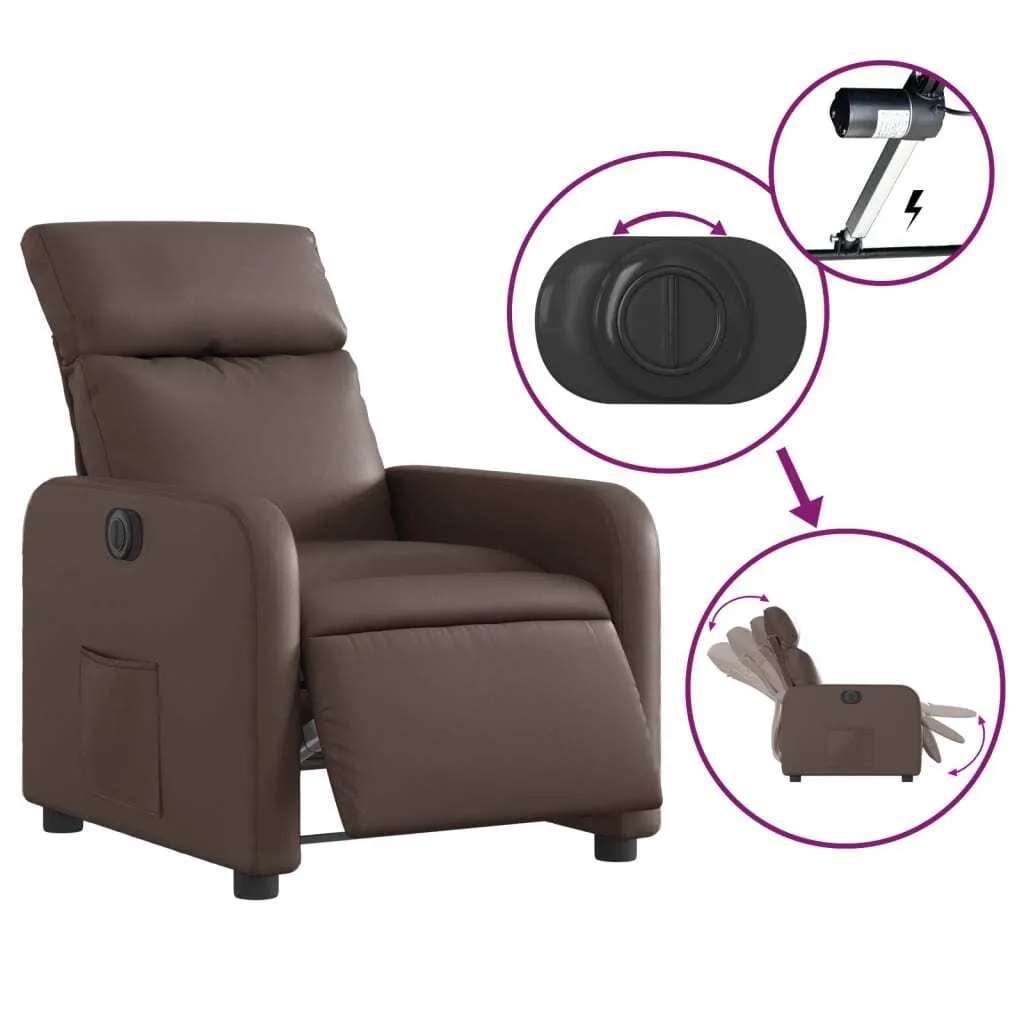 Fauteuil relax électrique marron en similicuir - Modèle Relax-Pro 500