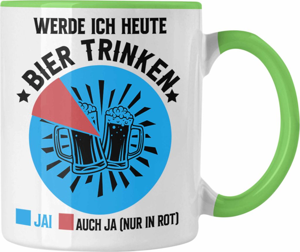 Trendation - Bier Trinker Tasse Geschenk Kaffeetasse mit Spruch für Bier-Liebhaber (Grün)