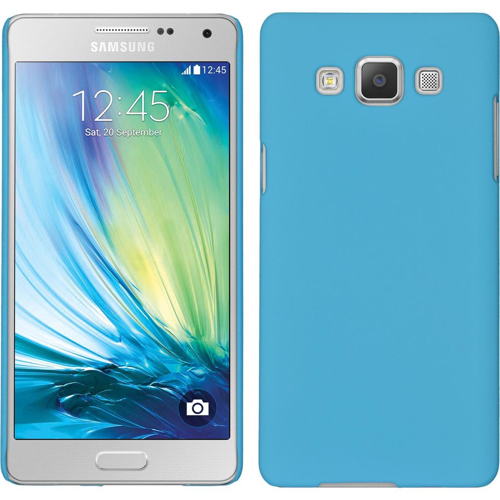 PhoneNatic Case kompatibel mit Samsung Galaxy A5 (A500) - Hülle hellblau gummiert Hard-case + 2 Schutzfolien
