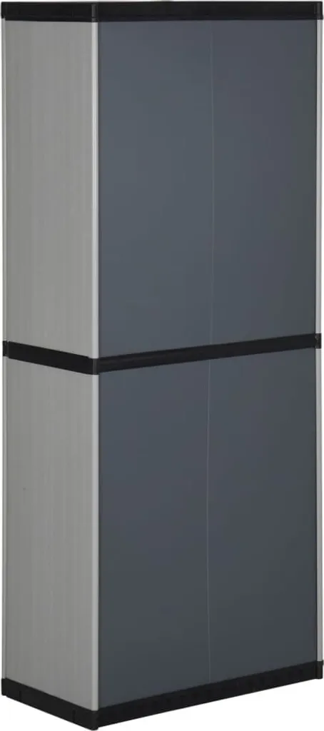 Mobiletto Esterno 3 Ripiani vidaXL 68x40x168 cm Grigio e Nero - 4