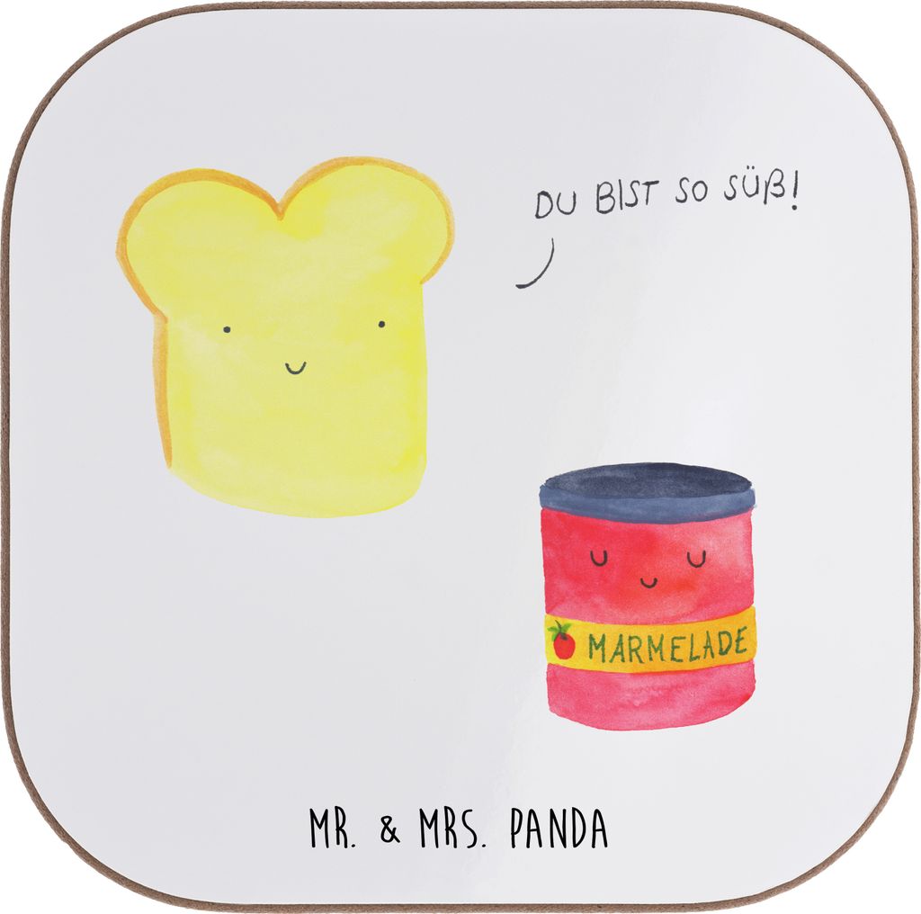 Mr. & Mrs. Panda Tischuntersetzer Toast Marmelade - Weiß - Geschenk, Brot, Coaster, gläseruntersetzer, Lustige Sprüche, Holzuntersetzer, Küche ...