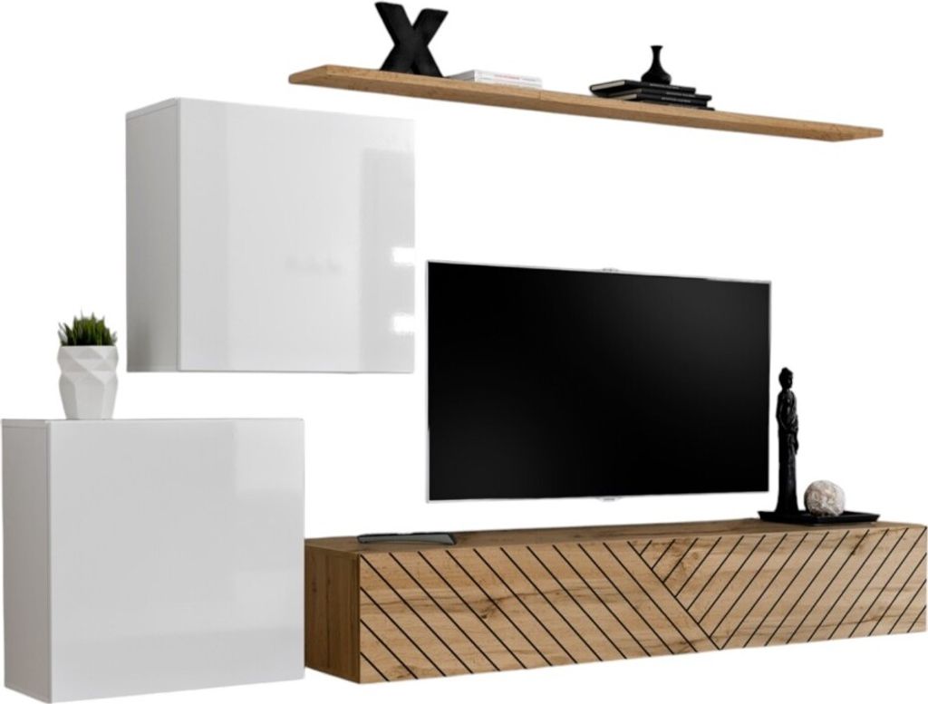 Meublorama AM-SWITCH 5-WWTL SW 5*4C/66KG, 4 Regale, 3 Tür(en), Weiß, Mitteldichte Faserplatte (MDF), 400 mm, 2500 mm