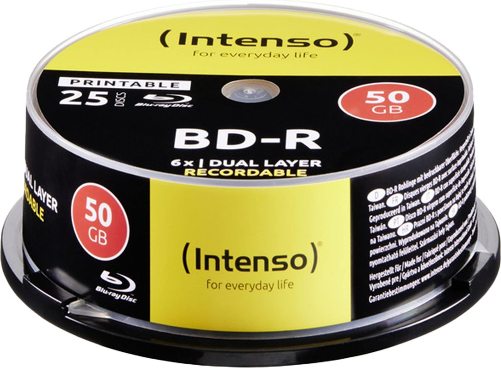 1x25 Intenso BD-R 50GB printable 6x Speed, Cakebox Produktbild 