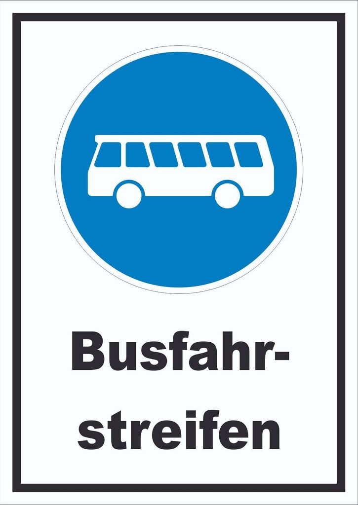 Schild Busfahrstreifen A1 Rückseite selbstklebend