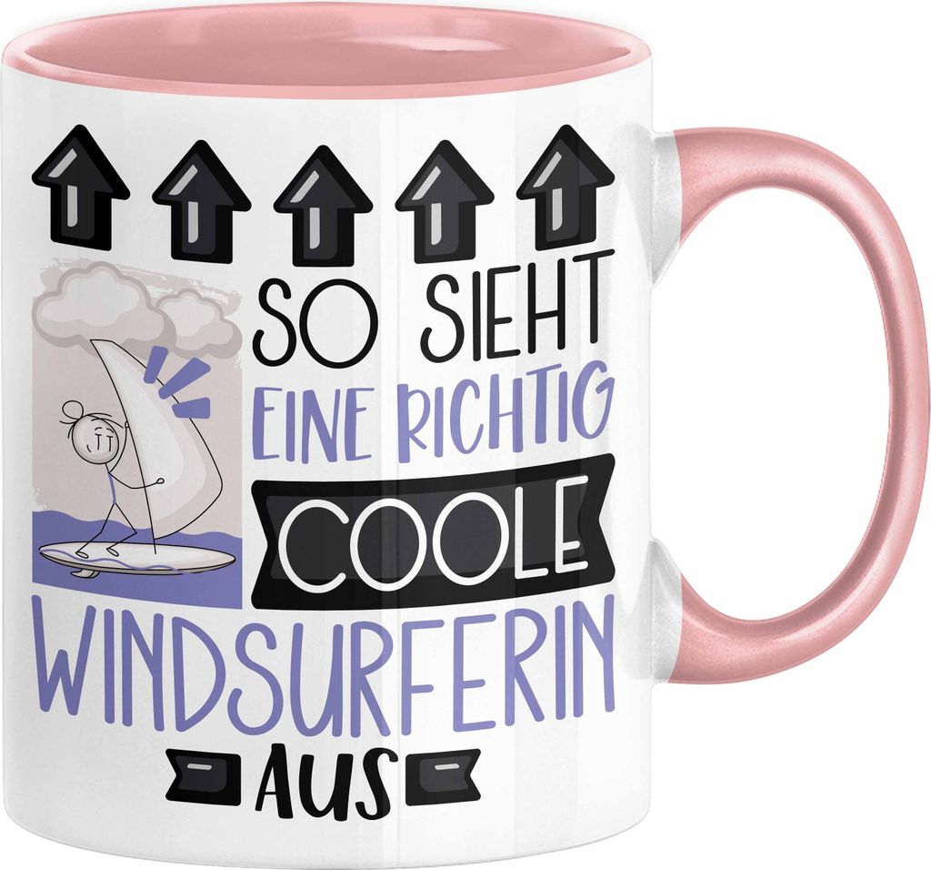 Windsurferin Geschenk Tasse Geschenkidee für Windsurferin Geburtstag Weihnachten Spruch So Sieht Eine Richtig Coole Windsurferin Aus Kaffee-Becher...