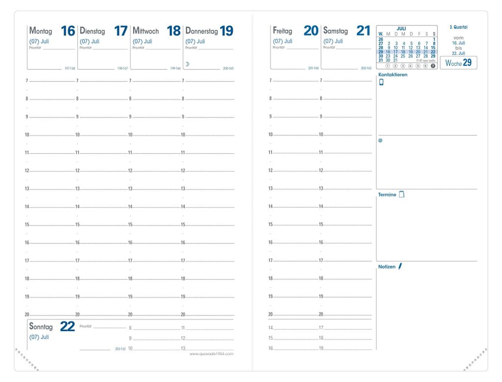 Quo Vadis Einlagen Terminkalender 2024-2025 10x15cm Clairefontaine Papier Weiß