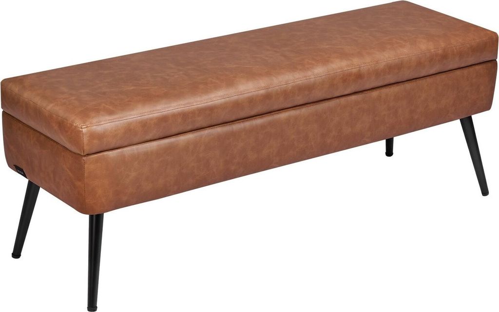 Leder-Sitzbank mit Stauraum, Kunstlederbank mit Stauraum und Metallbeinen, moderne Schuhbank für den Eingangsbereich, gepolsterte Bettbank für Wo...