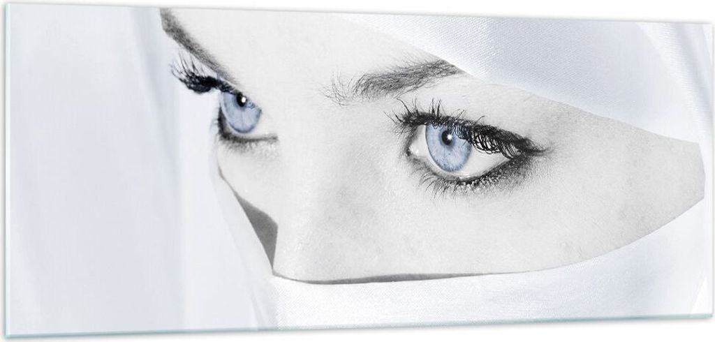 Bilder auf glas - Schönheit Gesicht Mädchen Mode - 100x40cm - Glasbilder - Wandbilder - Kunstdruck - zum Aufhängen bereit - Wanddekoration aus G...