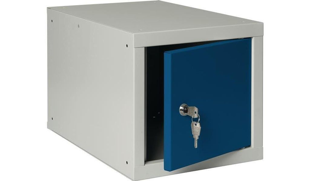Schließfachschrank lichtgrau/enzianblau H350xB400xT450mm 1 Abt.