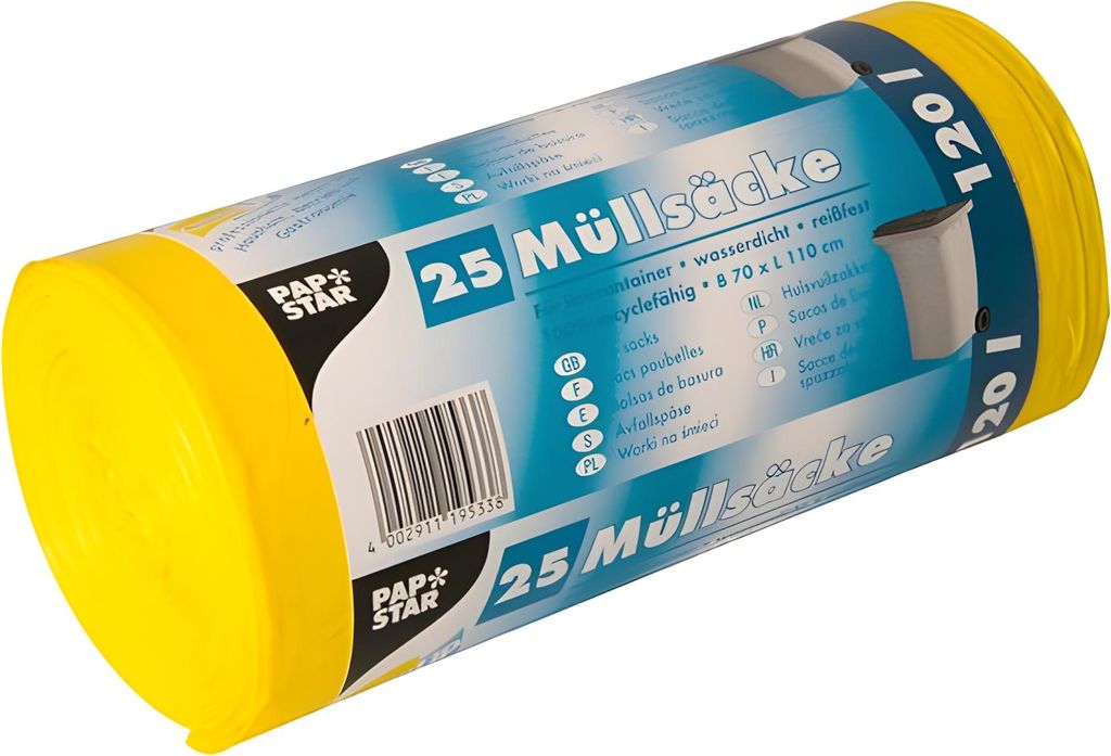 PAPSTAR  19533 PAPSTAR Müllsäcke HDPE, 120 Liter, gelb Image du produit 