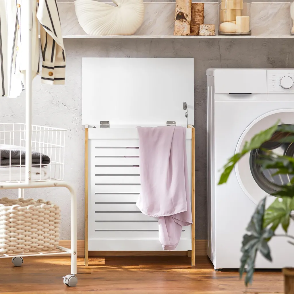 Panier à linge grand espace de rangement design durable BLANC - 60L - 3