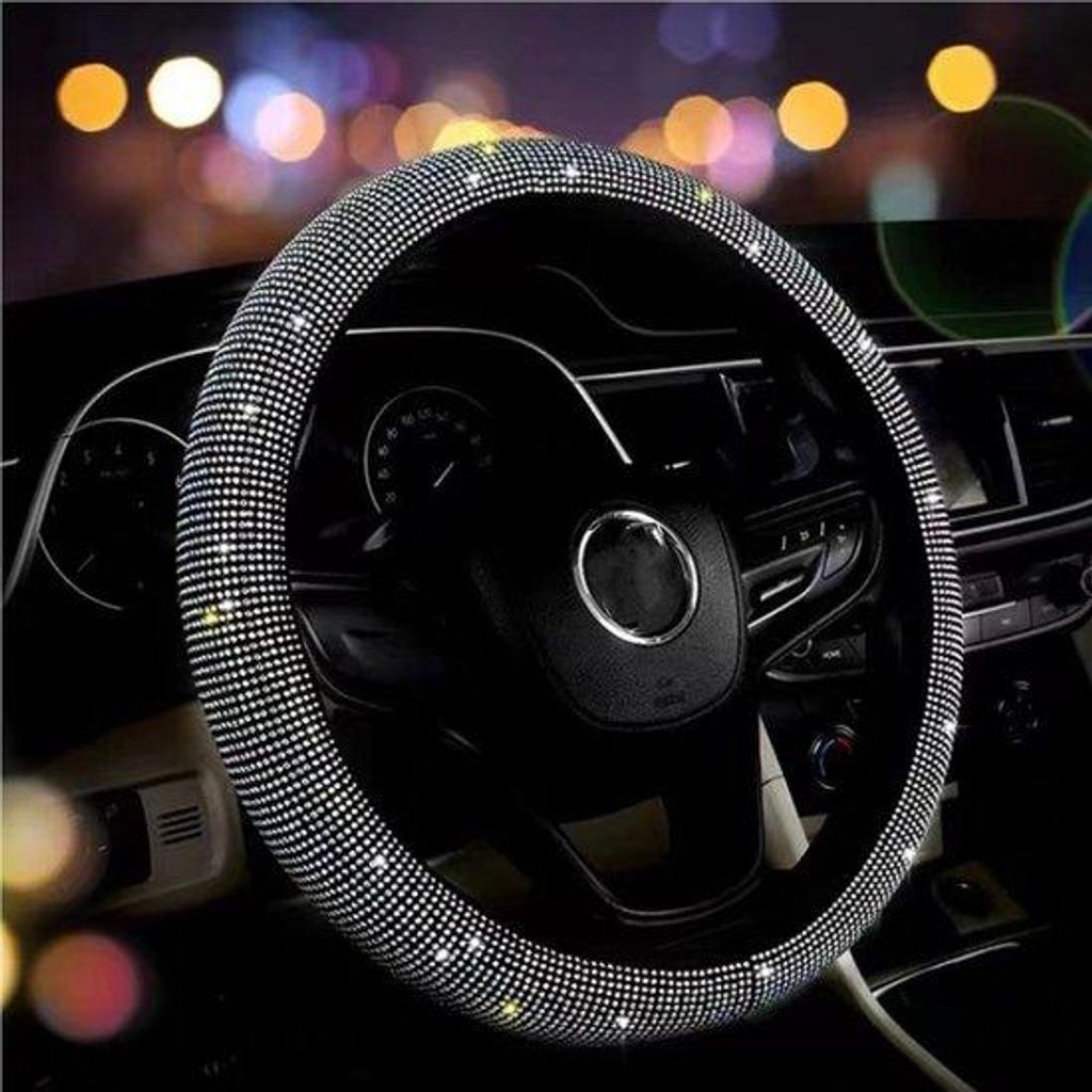 Auto-accessoire für Frauen - Glitzernder Diamant-Schmuck für den Wagen, 38 cm universell passend mit Glitzersteinen, Anti-Slip-Velour und Massage...