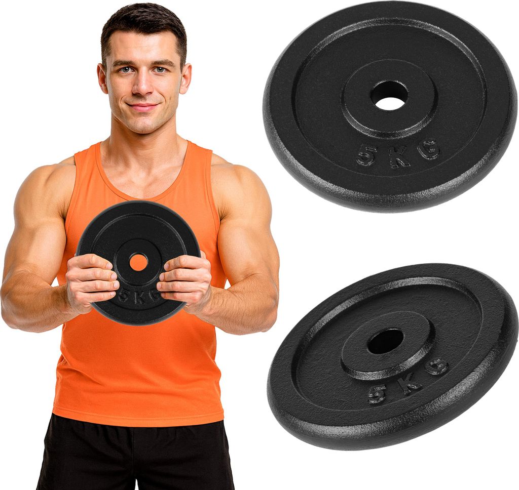 Gymtek Hantelscheibe - 5 kg Gewichte, ?29 mm - Gewichtsscheibe, Hantelgewichte, Fitness Scheibe - Krafttraining, Home Gym, Fitness