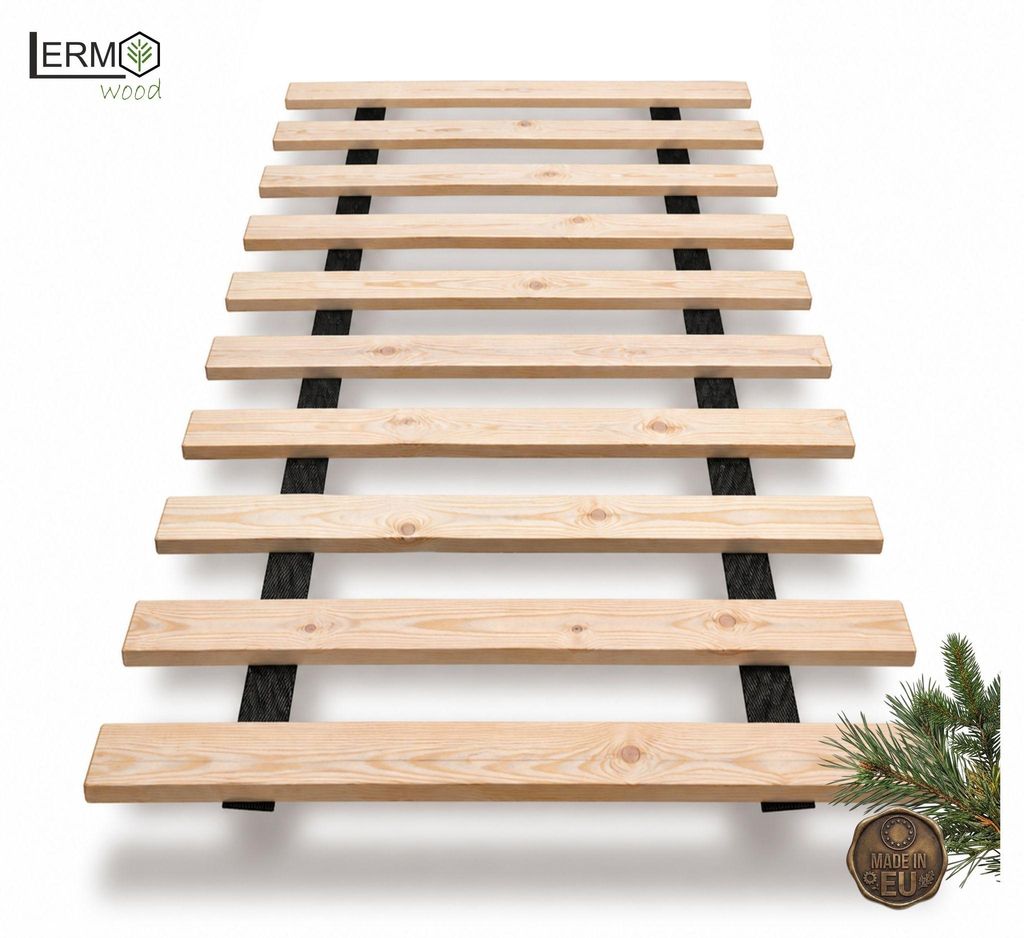 Lermowood Rollrost 70 x 200cm (10 Latten) - Extrem stabil, Massivholz - Lattenrost Bettrost Holzlatten Latten Rost