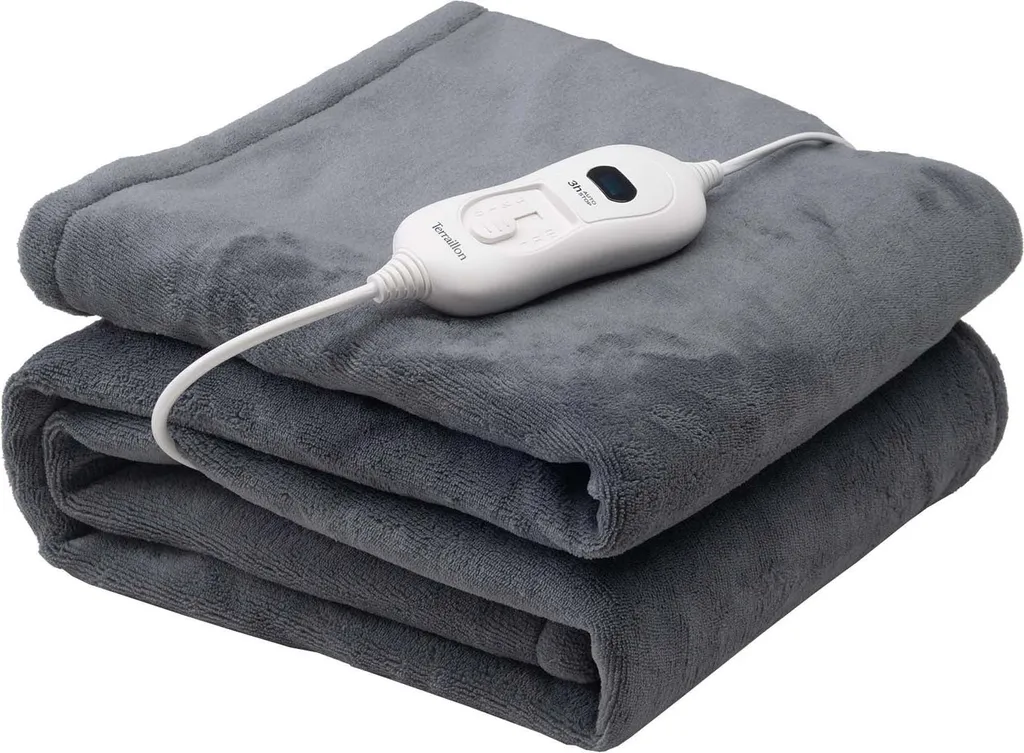 Plaid Chauffant Électrique 160x120 - Flanelle Gris Foncé - Douceur