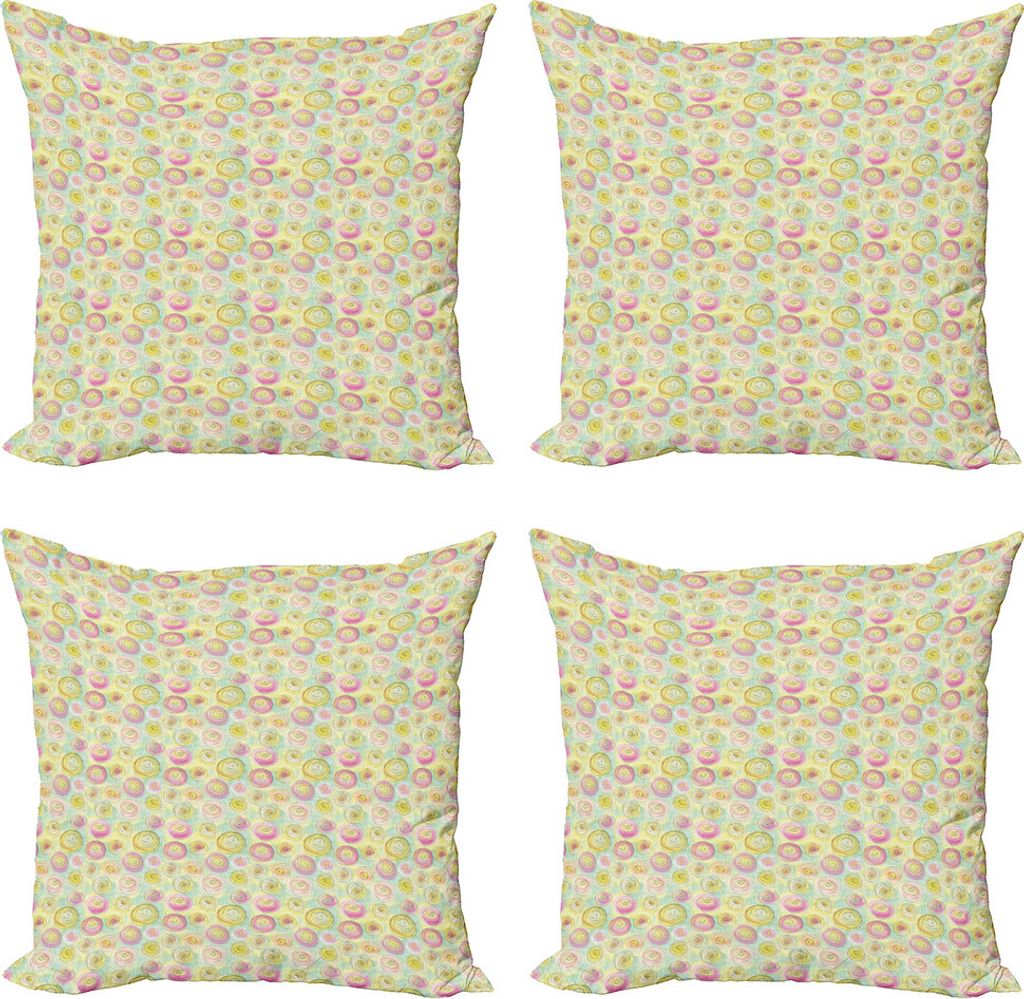 ABAKUHAUS Abstrakt Kissenbezug Set (4 Stück), Hahnenfuß, Moderner Doppelseitiger Digitaldruck, 45 cm x 45 cm, Mehrfarbig