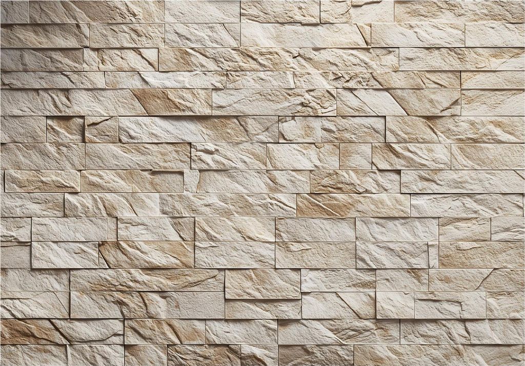 Fototapete Ziegel Wand Stein - 350x250 cm - Vliestapete Wohnzimmer Schlafzimmer - Vlies Fototapete Beige - 15993VX7